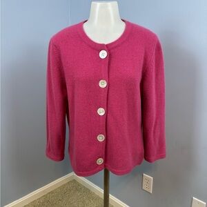 Banana Republic , rabbit hair/ wool, Fuchsia sweater with White Buttons.  Soft